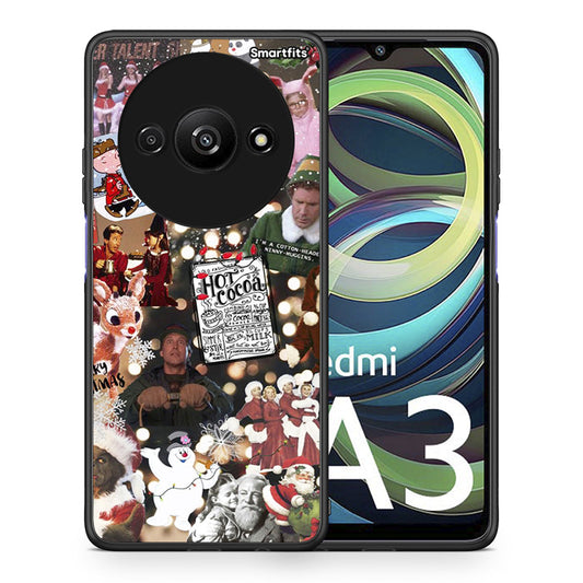 Θήκη Xiaomi Redmi A3 Xmas Movies από τη Smartfits με σχέδιο στο πίσω μέρος και μαύρο περίβλημα | Xiaomi Redmi A3 Xmas Movies case with colorful back and black bezels