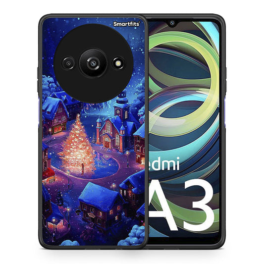 Θήκη Xiaomi Redmi A3 Xmas Village από τη Smartfits με σχέδιο στο πίσω μέρος και μαύρο περίβλημα | Xiaomi Redmi A3 Xmas Village case with colorful back and black bezels