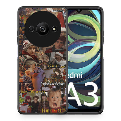 Θήκη Xiaomi Redmi A3 Xmas Wishes από τη Smartfits με σχέδιο στο πίσω μέρος και μαύρο περίβλημα | Xiaomi Redmi A3 Xmas Wishes case with colorful back and black bezels