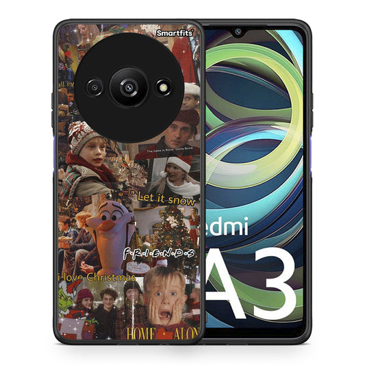 Θήκη Xiaomi Redmi A3 Xmas Wishes από τη Smartfits με σχέδιο στο πίσω μέρος και μαύρο περίβλημα | Xiaomi Redmi A3 Xmas Wishes case with colorful back and black bezels