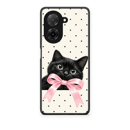 Θήκη Xiaomi Redmi A5 Black Kitten Pink Bow and Polka Dots από τη Smartfits με σχέδιο στο πίσω μέρος και μαύρο περίβλημα | Xiaomi Redmi A5 Black Kitten Pink Bow and Polka Dots case with colorful back and black bezels