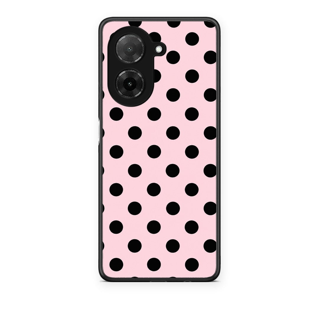 Θήκη Xiaomi Redmi A5 Black Polka Dots on Pink από τη Smartfits με σχέδιο στο πίσω μέρος και μαύρο περίβλημα | Xiaomi Redmi A5 Black Polka Dots on Pink case with colorful back and black bezels