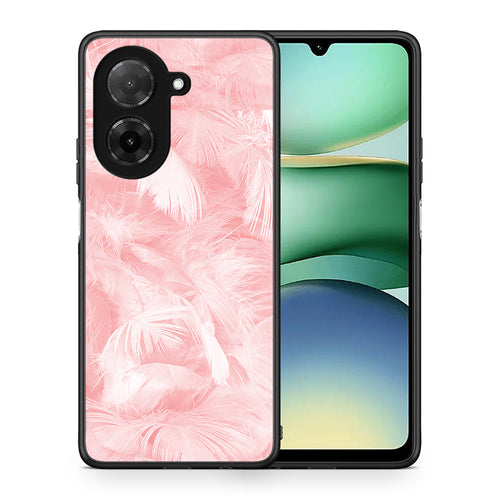 Θήκη Xiaomi Redmi A5 Pink Feather Boho από τη Smartfits με σχέδιο στο πίσω μέρος και μαύρο περίβλημα | Xiaomi Redmi A5 Pink Feather Boho case with colorful back and black bezels