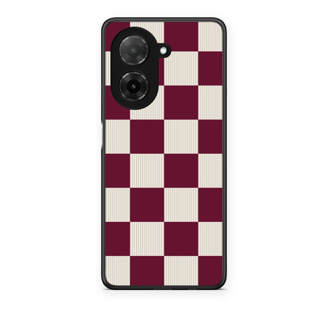 Θήκη Xiaomi Redmi A5 Burgundy and Cream Striped Checks από τη Smartfits με σχέδιο στο πίσω μέρος και μαύρο περίβλημα | Xiaomi Redmi A5 Burgundy and Cream Striped Checks case with colorful back and black bezels