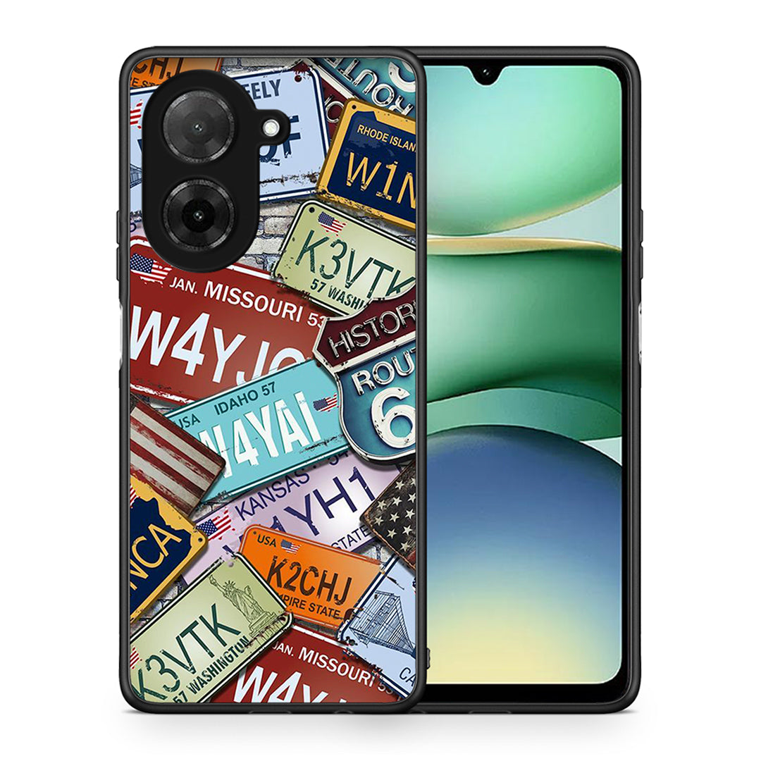 Θήκη Xiaomi Redmi A5 Car Plates από τη Smartfits με σχέδιο στο πίσω μέρος και μαύρο περίβλημα | Xiaomi Redmi A5 Car Plates case with colorful back and black bezels