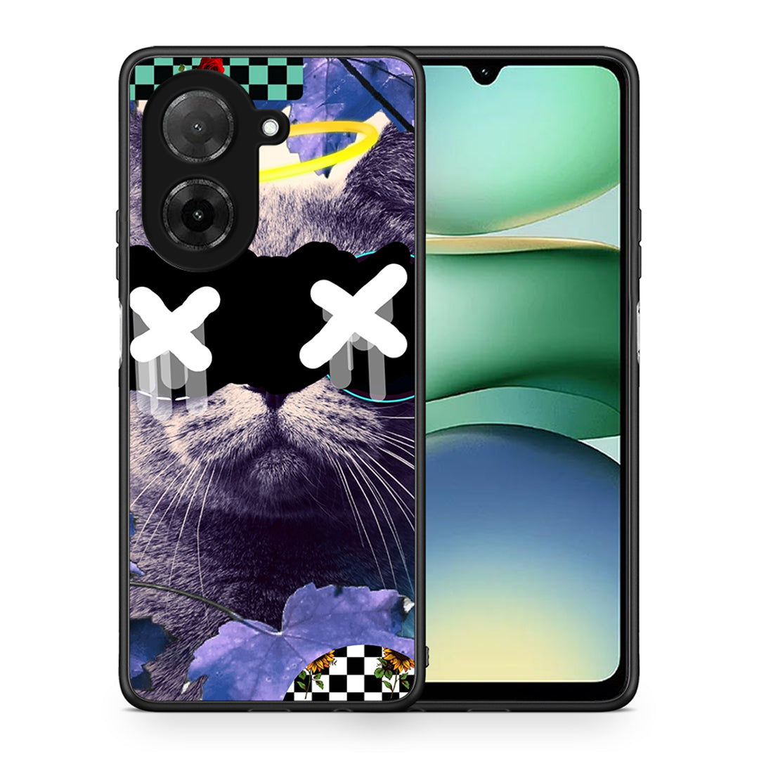 Θήκη Xiaomi Redmi A5 Cat Collage από τη Smartfits με σχέδιο στο πίσω μέρος και μαύρο περίβλημα | Xiaomi Redmi A5 Cat Collage case with colorful back and black bezels