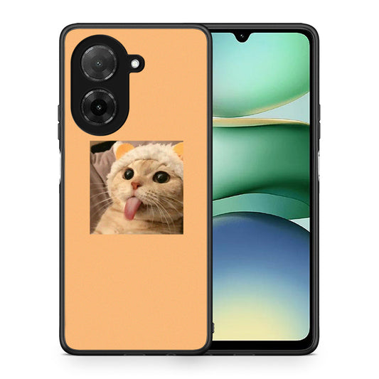 Θήκη Xiaomi Redmi A5 Cat Tongue από τη Smartfits με σχέδιο στο πίσω μέρος και μαύρο περίβλημα | Xiaomi Redmi A5 Cat Tongue case with colorful back and black bezels