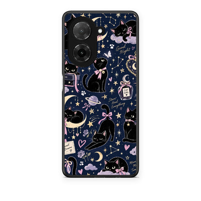 Θήκη Xiaomi Redmi A5 Celestial Black Cats on Navy από τη Smartfits με σχέδιο στο πίσω μέρος και μαύρο περίβλημα | Xiaomi Redmi A5 Celestial Black Cats on Navy case with colorful back and black bezels