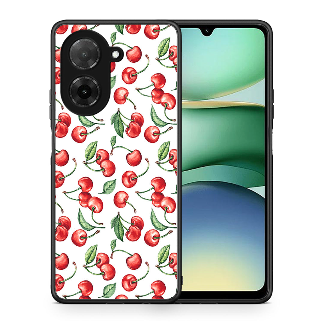 Θήκη Xiaomi Redmi A5 Cherry Summer από τη Smartfits με σχέδιο στο πίσω μέρος και μαύρο περίβλημα | Xiaomi Redmi A5 Cherry Summer case with colorful back and black bezels