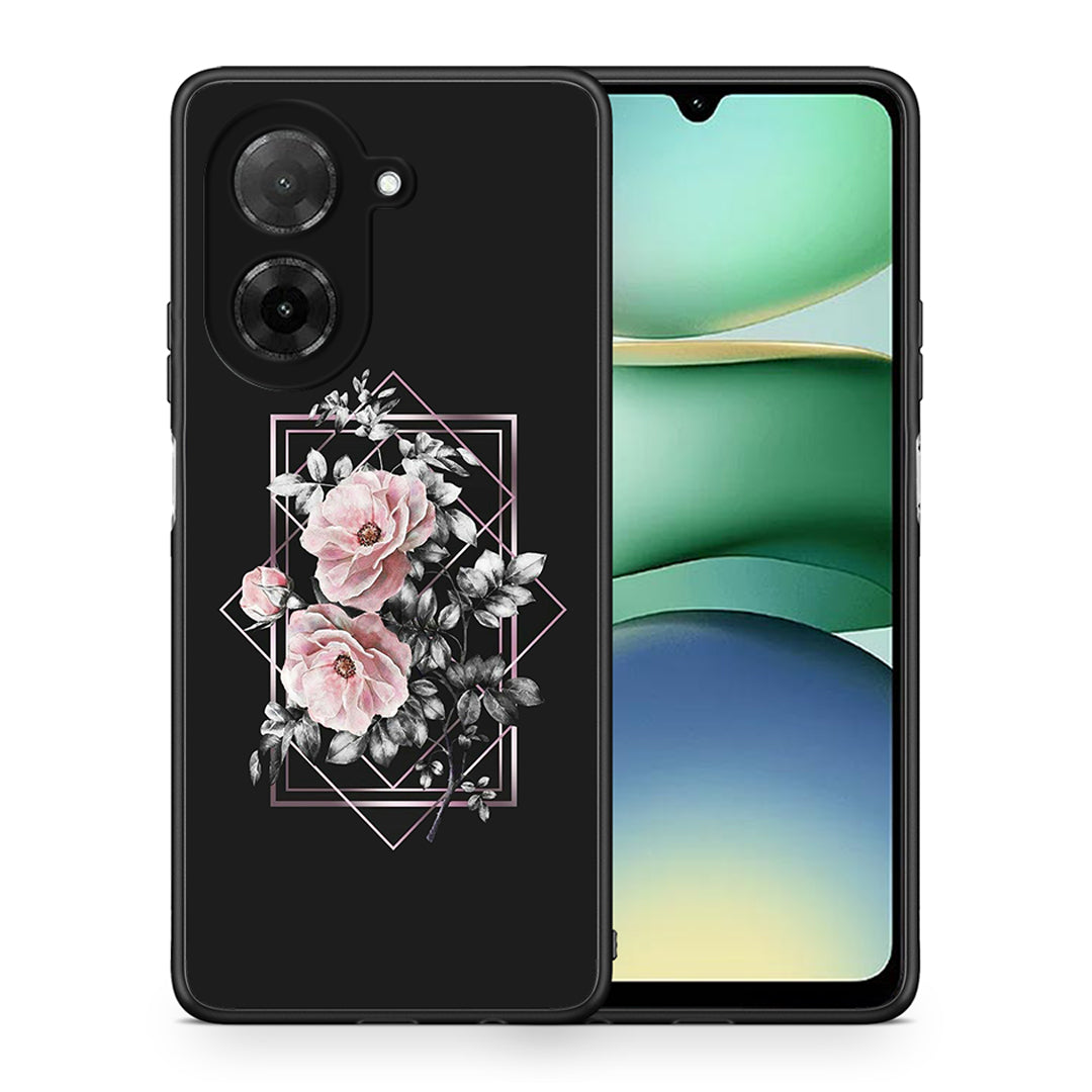 Θήκη Xiaomi Redmi A5 Frame Flower από τη Smartfits με σχέδιο στο πίσω μέρος και μαύρο περίβλημα | Xiaomi Redmi A5 Frame Flower case with colorful back and black bezels