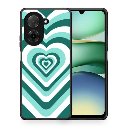 Θήκη Xiaomi Redmi A5 Green Hearts από τη Smartfits με σχέδιο στο πίσω μέρος και μαύρο περίβλημα | Xiaomi Redmi A5 Green Hearts case with colorful back and black bezels