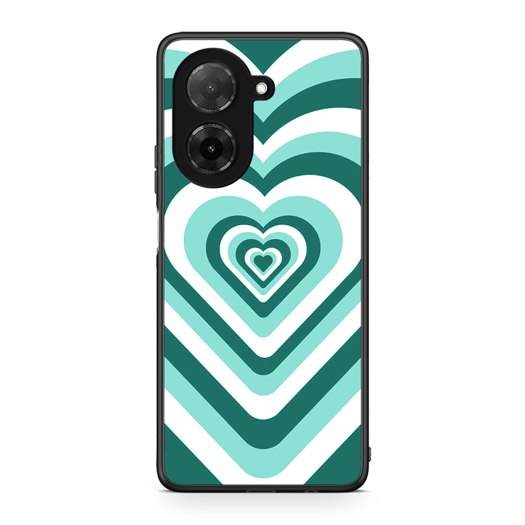 Xiaomi Redmi A5 Green Hearts θήκη από τη Smartfits με σχέδιο στο πίσω μέρος και μαύρο περίβλημα | Smartphone case with colorful back and black bezels by Smartfits