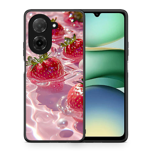 Θήκη Xiaomi Redmi A5 Juicy Strawberries από τη Smartfits με σχέδιο στο πίσω μέρος και μαύρο περίβλημα | Xiaomi Redmi A5 Juicy Strawberries case with colorful back and black bezels