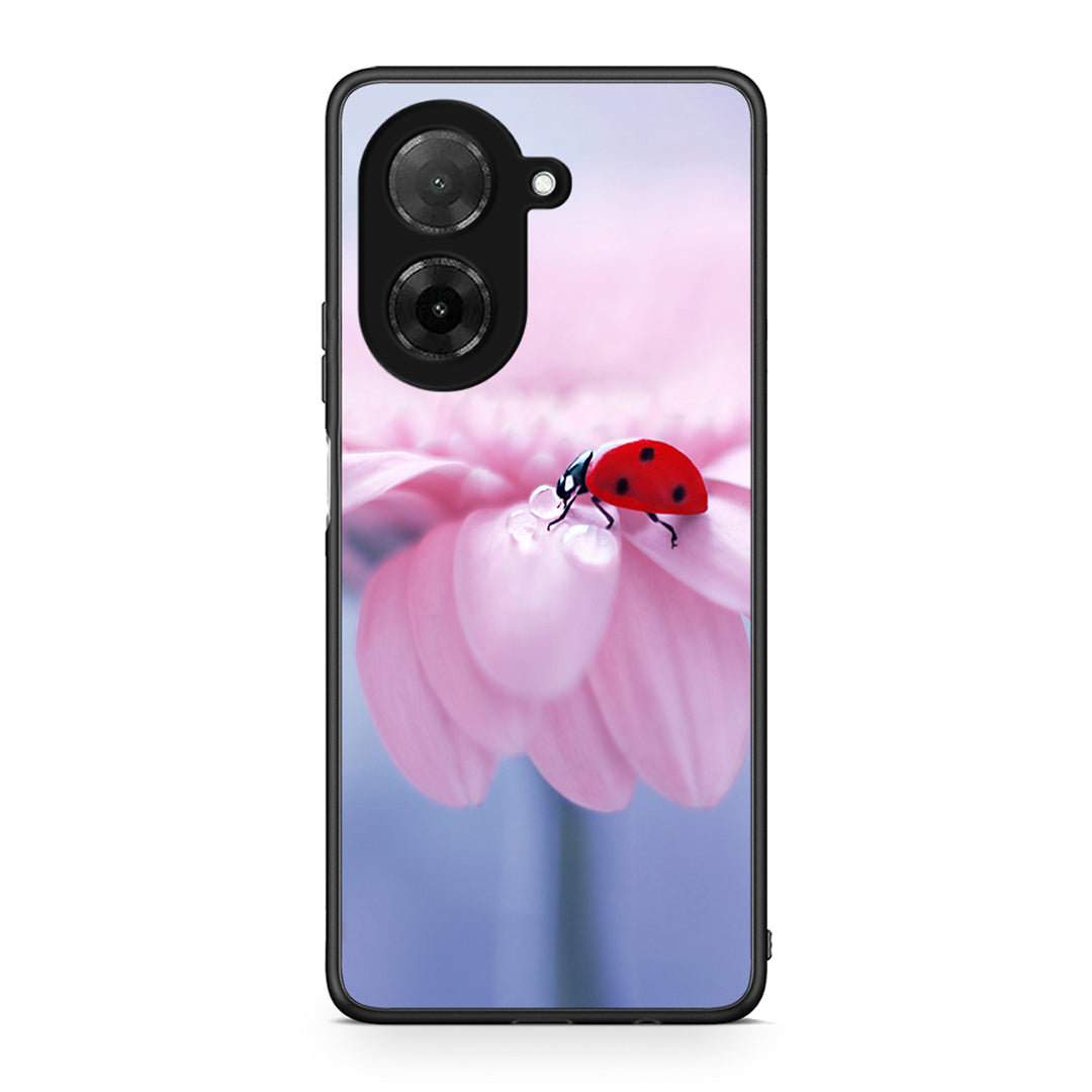 Xiaomi Redmi A5 Ladybug Flower θήκη από τη Smartfits με σχέδιο στο πίσω μέρος και μαύρο περίβλημα | Smartphone case with colorful back and black bezels by Smartfits