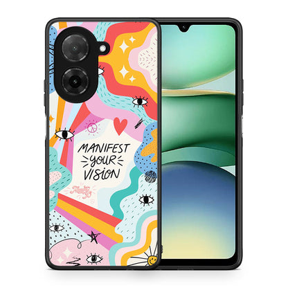 Θήκη Xiaomi Redmi A5 Manifest Your Vision από τη Smartfits με σχέδιο στο πίσω μέρος και μαύρο περίβλημα | Xiaomi Redmi A5 Manifest Your Vision case with colorful back and black bezels