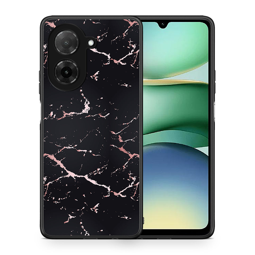 Θήκη Xiaomi Redmi A5 Black Rosegold Marble από τη Smartfits με σχέδιο στο πίσω μέρος και μαύρο περίβλημα | Xiaomi Redmi A5 Black Rosegold Marble case with colorful back and black bezels