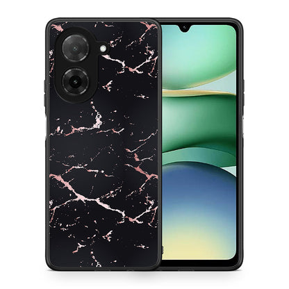 Θήκη Xiaomi Redmi A5 Black Rosegold Marble από τη Smartfits με σχέδιο στο πίσω μέρος και μαύρο περίβλημα | Xiaomi Redmi A5 Black Rosegold Marble case with colorful back and black bezels