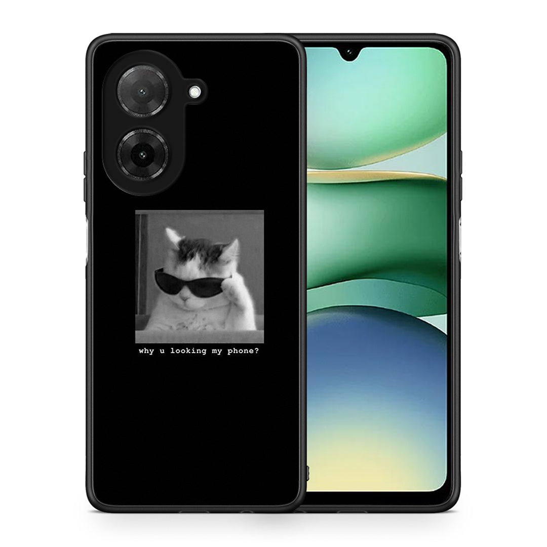 Θήκη Xiaomi Redmi A5 Meme Cat από τη Smartfits με σχέδιο στο πίσω μέρος και μαύρο περίβλημα | Xiaomi Redmi A5 Meme Cat case with colorful back and black bezels