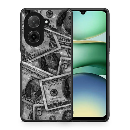 Θήκη Xiaomi Redmi A5 Money Dollars από τη Smartfits με σχέδιο στο πίσω μέρος και μαύρο περίβλημα | Xiaomi Redmi A5 Money Dollars case with colorful back and black bezels