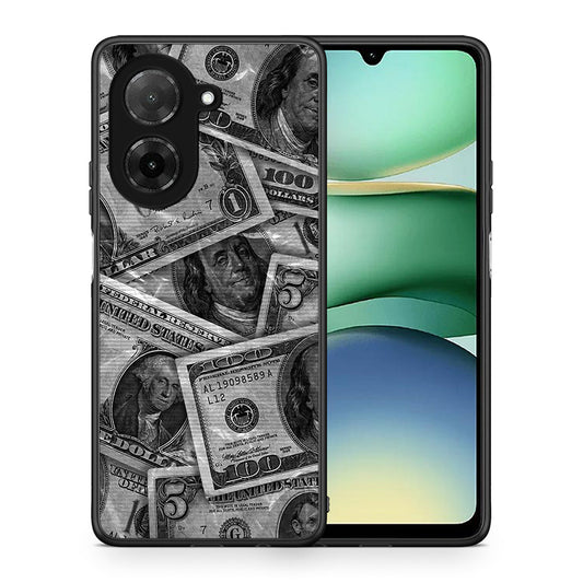 Θήκη Xiaomi Redmi A5 Money Dollars από τη Smartfits με σχέδιο στο πίσω μέρος και μαύρο περίβλημα | Xiaomi Redmi A5 Money Dollars case with colorful back and black bezels