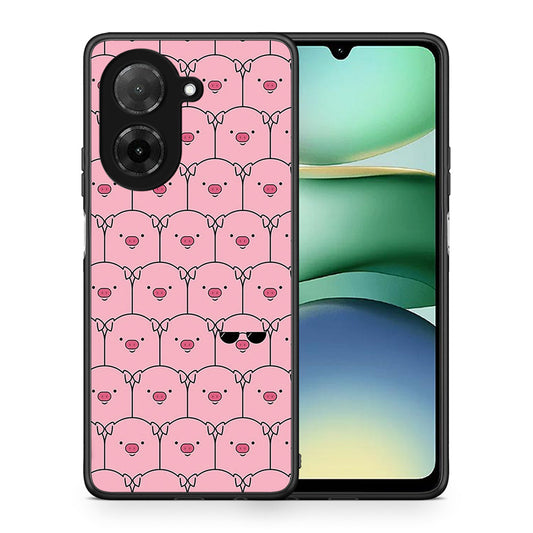 Θήκη Xiaomi Redmi A5 Pig Glasses από τη Smartfits με σχέδιο στο πίσω μέρος και μαύρο περίβλημα | Xiaomi Redmi A5 Pig Glasses case with colorful back and black bezels