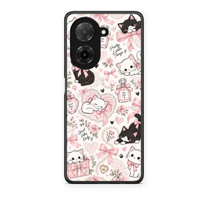 Θήκη Xiaomi Redmi A5 Pink Bows and Kittens Collage από τη Smartfits με σχέδιο στο πίσω μέρος και μαύρο περίβλημα | Xiaomi Redmi A5 Pink Bows and Kittens Collage case with colorful back and black bezels