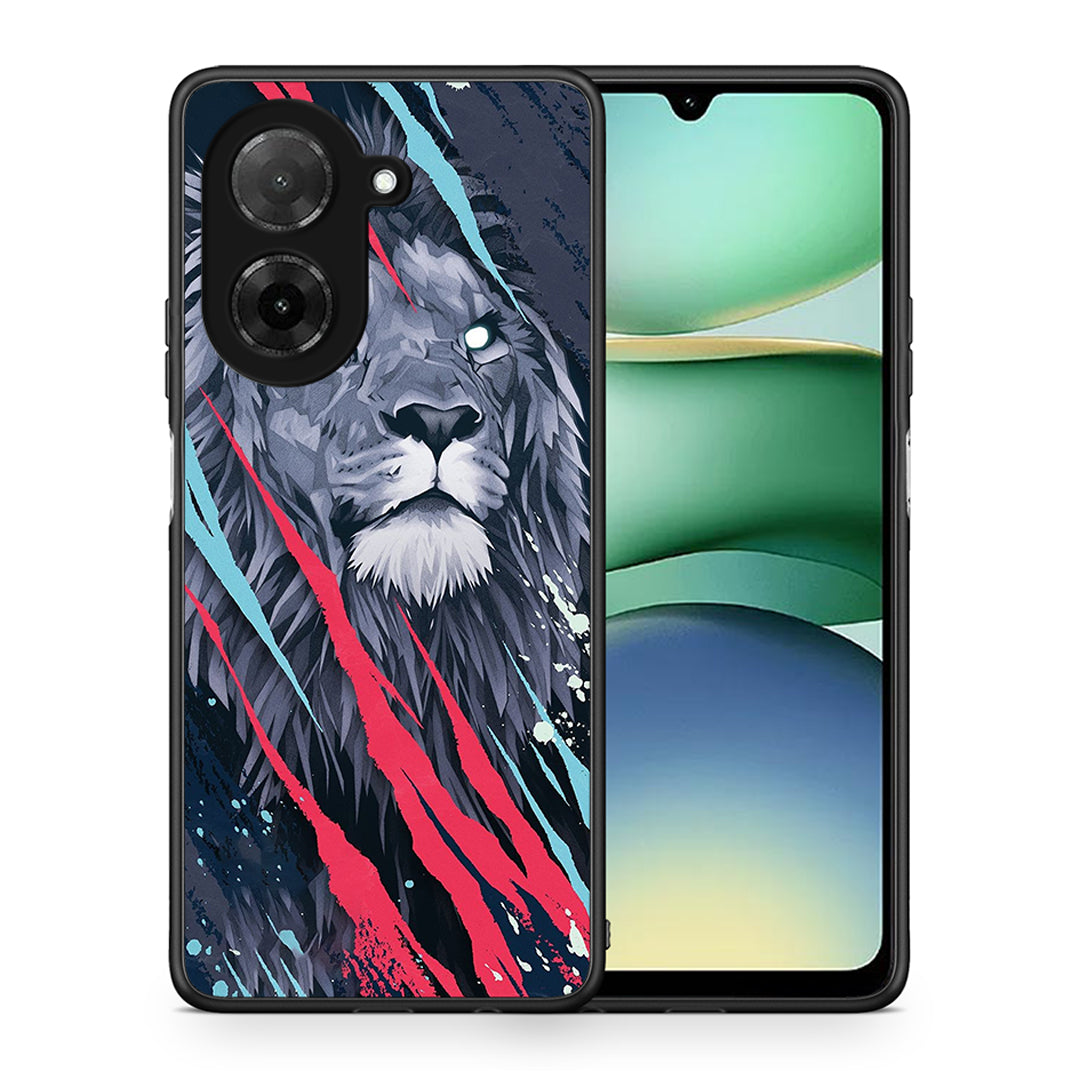 Θήκη Xiaomi Redmi A5 Lion Designer PopArt από τη Smartfits με σχέδιο στο πίσω μέρος και μαύρο περίβλημα | Xiaomi Redmi A5 Lion Designer PopArt case with colorful back and black bezels