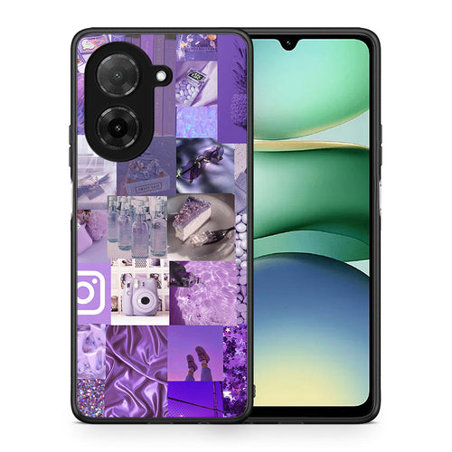 Θήκη Xiaomi Redmi A5 Purple Aesthetic Collage από τη Smartfits με σχέδιο στο πίσω μέρος και μαύρο περίβλημα | Xiaomi Redmi A5 Purple Aesthetic Collage case with colorful back and black bezels