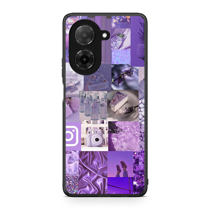 Xiaomi Redmi A5 Purple Aesthetic Collage θήκη από τη Smartfits με σχέδιο στο πίσω μέρος και μαύρο περίβλημα | Smartphone case with colorful back and black bezels by Smartfits