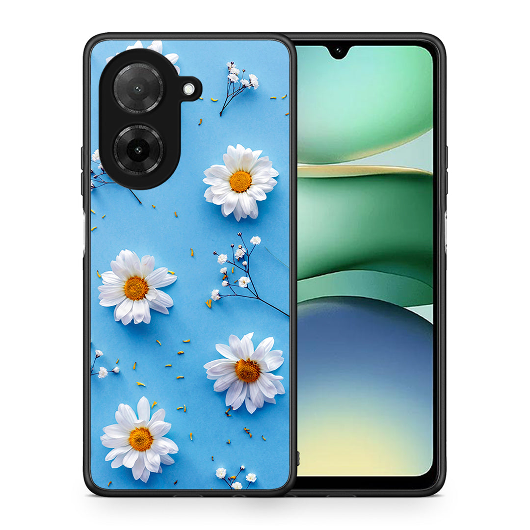 Θήκη Xiaomi Redmi A5 Real Daisies από τη Smartfits με σχέδιο στο πίσω μέρος και μαύρο περίβλημα | Xiaomi Redmi A5 Real Daisies case with colorful back and black bezels