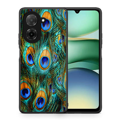 Θήκη Xiaomi Redmi A5 Real Peacock Feathers από τη Smartfits με σχέδιο στο πίσω μέρος και μαύρο περίβλημα | Xiaomi Redmi A5 Real Peacock Feathers case with colorful back and black bezels