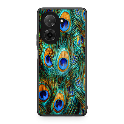 Xiaomi Redmi A5 Real Peacock Feathers θήκη από τη Smartfits με σχέδιο στο πίσω μέρος και μαύρο περίβλημα | Smartphone case with colorful back and black bezels by Smartfits