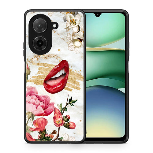Θήκη Xiaomi Redmi A5 Red Lips από τη Smartfits με σχέδιο στο πίσω μέρος και μαύρο περίβλημα | Xiaomi Redmi A5 Red Lips case with colorful back and black bezels