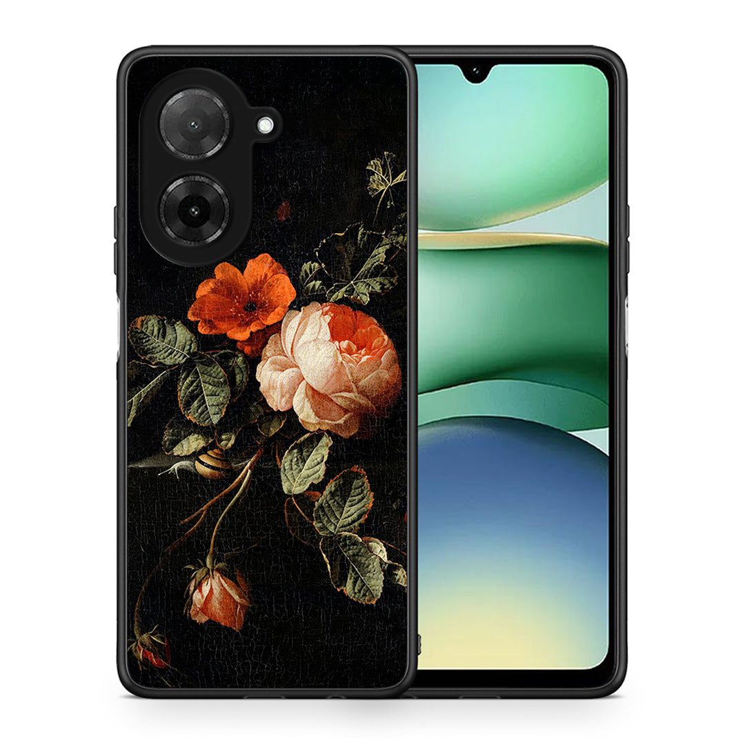 Θήκη Xiaomi Redmi A5 Vintage Roses από τη Smartfits με σχέδιο στο πίσω μέρος και μαύρο περίβλημα | Xiaomi Redmi A5 Vintage Roses case with colorful back and black bezels