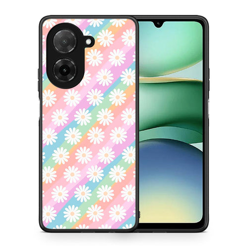 Θήκη Xiaomi Redmi A5 White Daisies από τη Smartfits με σχέδιο στο πίσω μέρος και μαύρο περίβλημα | Xiaomi Redmi A5 White Daisies case with colorful back and black bezels