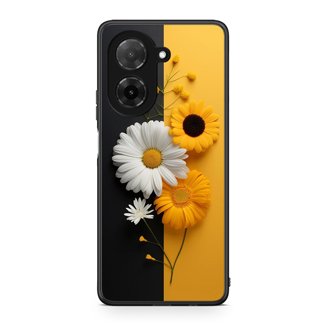 Xiaomi Redmi A5 Yellow Daisies θήκη από τη Smartfits με σχέδιο στο πίσω μέρος και μαύρο περίβλημα | Smartphone case with colorful back and black bezels by Smartfits