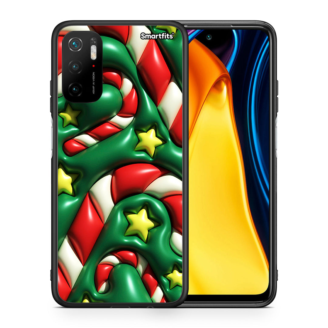 Θήκη Xiaomi Redmi Note 10 5G/Poco M3 Pro Christmas Bubbles από τη Smartfits με σχέδιο στο πίσω μέρος και μαύρο περίβλημα | Xiaomi Redmi Note 10 5G/Poco M3 Pro Christmas Bubbles case with colorful back and black bezels