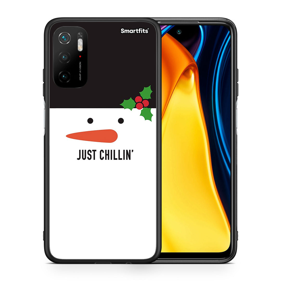 Θήκη Xiaomi Redmi Note 10 5G/Poco M3 Pro Christmas Chillin από τη Smartfits με σχέδιο στο πίσω μέρος και μαύρο περίβλημα | Xiaomi Redmi Note 10 5G/Poco M3 Pro Christmas Chillin case with colorful back and black bezels