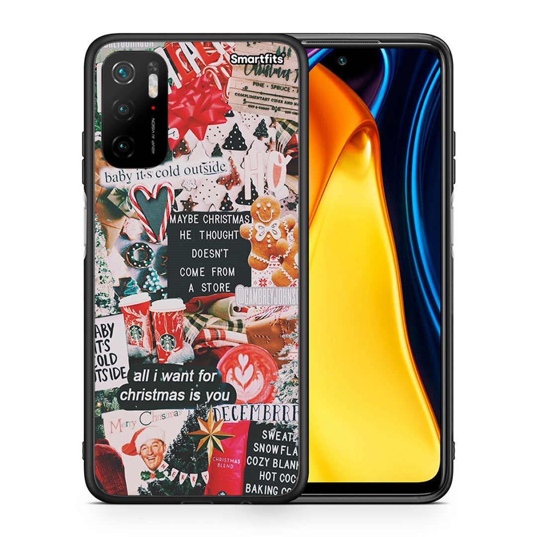 Θήκη Xiaomi Redmi Note 10 5G/Poco M3 Pro Christmas Happiness από τη Smartfits με σχέδιο στο πίσω μέρος και μαύρο περίβλημα | Xiaomi Redmi Note 10 5G/Poco M3 Pro Christmas Happiness case with colorful back and black bezels