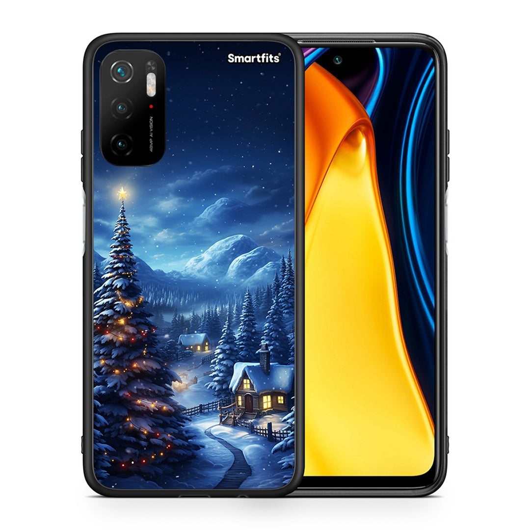 Θήκη Xiaomi Redmi Note 10 5G/Poco M3 Pro Christmas Scenery από τη Smartfits με σχέδιο στο πίσω μέρος και μαύρο περίβλημα | Xiaomi Redmi Note 10 5G/Poco M3 Pro Christmas Scenery case with colorful back and black bezels