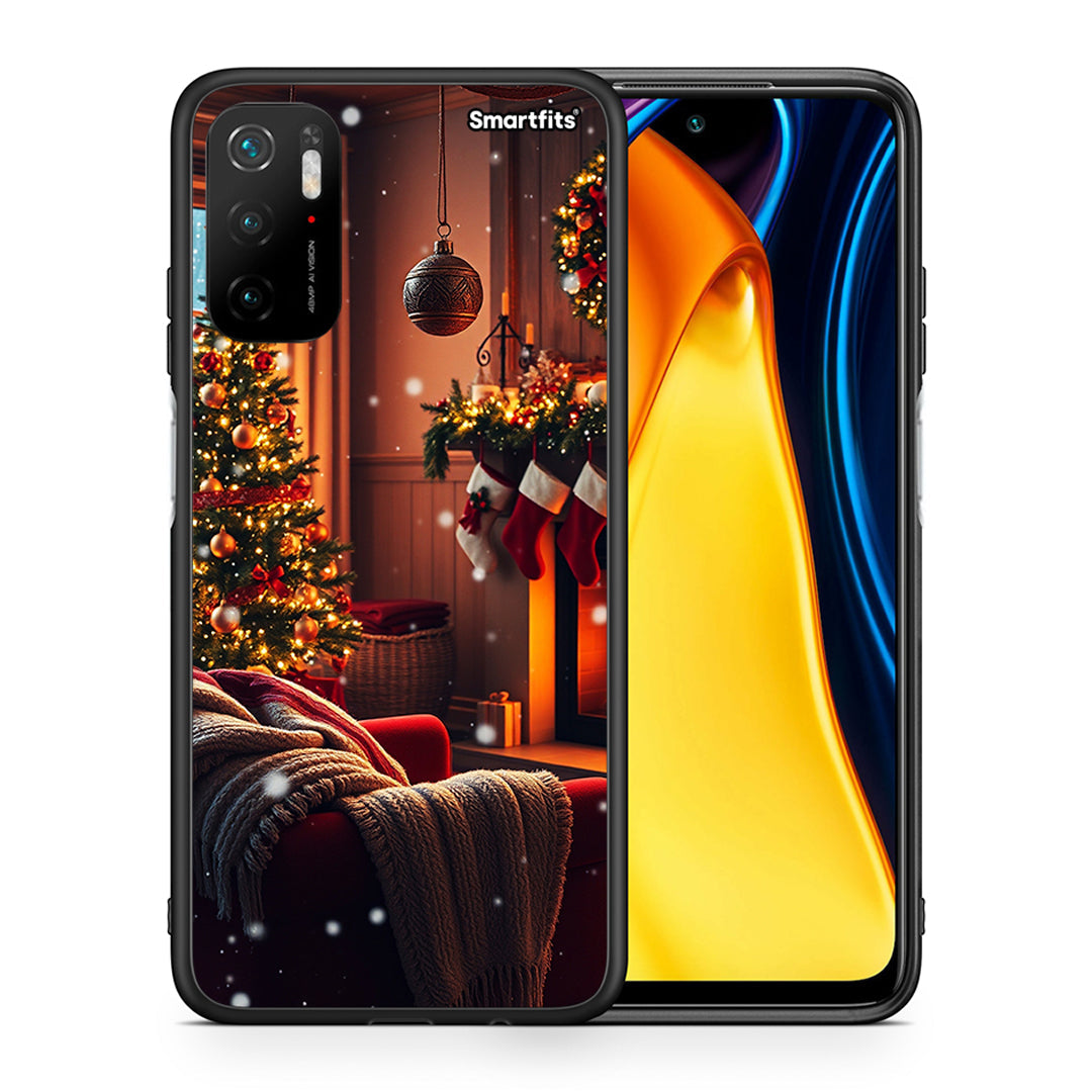 Θήκη Xiaomi Redmi Note 10 5G/Poco M3 Pro Home For Christmas από τη Smartfits με σχέδιο στο πίσω μέρος και μαύρο περίβλημα | Xiaomi Redmi Note 10 5G/Poco M3 Pro Home For Christmas case with colorful back and black bezels