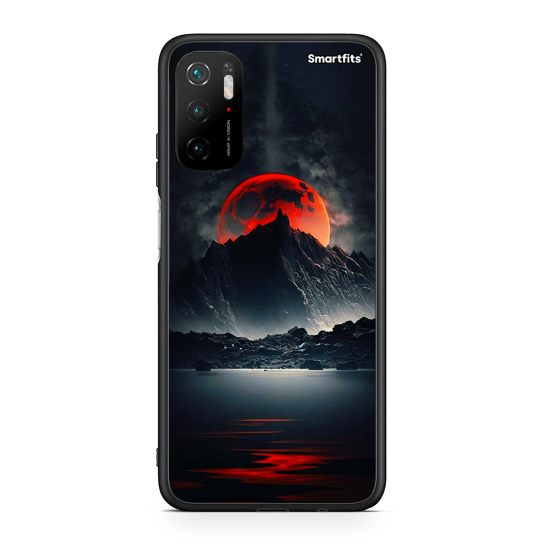 Xiaomi Redmi Note 10 5G/Poco M3 Pro Red Full Moon θήκη από τη Smartfits με σχέδιο στο πίσω μέρος και μαύρο περίβλημα | Smartphone case with colorful back and black bezels by Smartfits