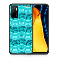 Thumbnail for Θήκη Xiaomi Redmi Note 10 5G/Poco M3 Pro Swimming Dolphins από τη Smartfits με σχέδιο στο πίσω μέρος και μαύρο περίβλημα | Xiaomi Redmi Note 10 5G/Poco M3 Pro Swimming Dolphins case with colorful back and black bezels