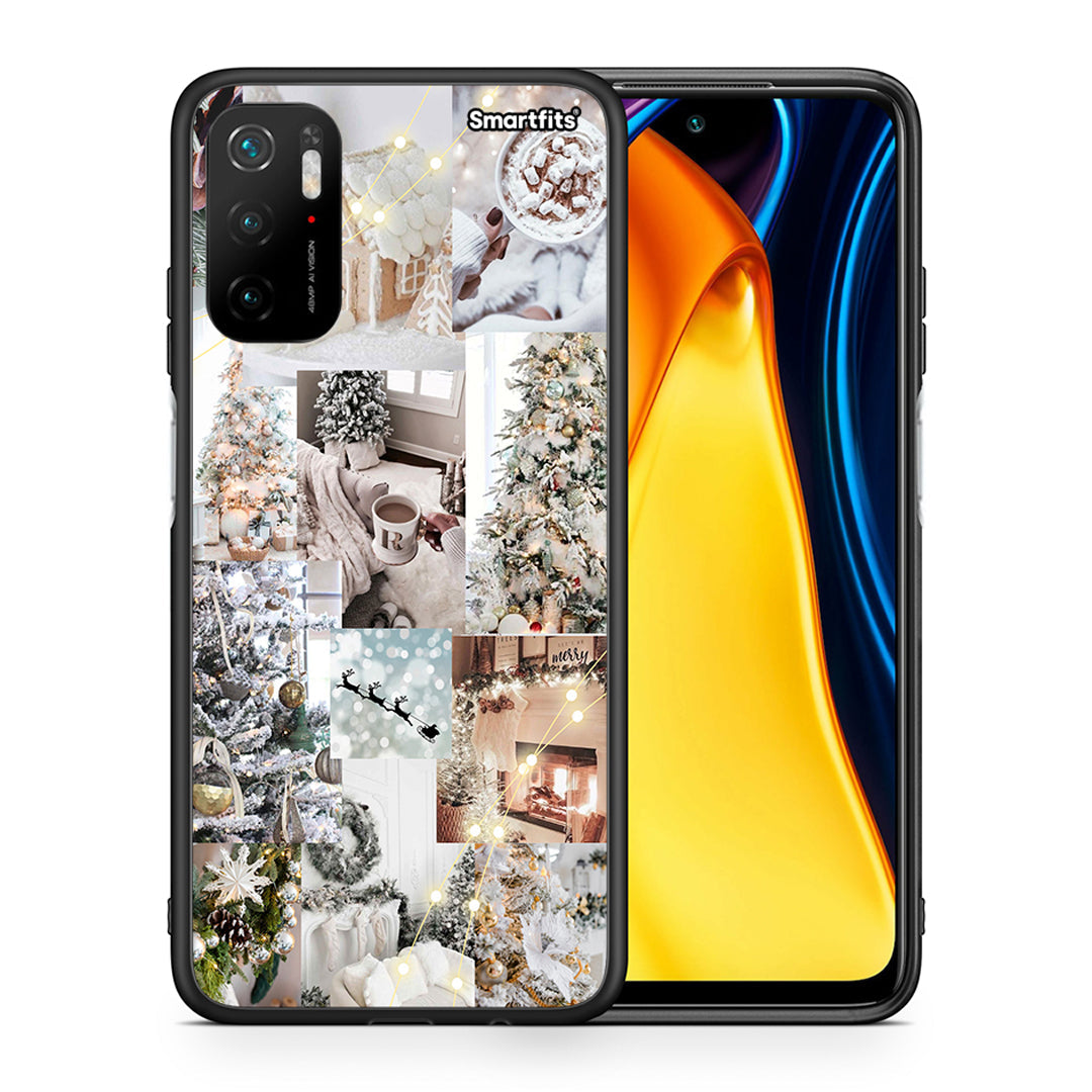 Θήκη Xiaomi Redmi Note 10 5G/Poco M3 Pro White Christmas από τη Smartfits με σχέδιο στο πίσω μέρος και μαύρο περίβλημα | Xiaomi Redmi Note 10 5G/Poco M3 Pro White Christmas case with colorful back and black bezels