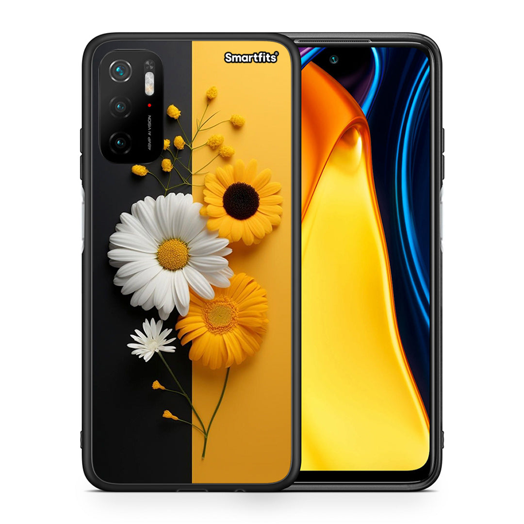 Θήκη Xiaomi Redmi Note 10 5G/Poco M3 Pro Yellow Daisies από τη Smartfits με σχέδιο στο πίσω μέρος και μαύρο περίβλημα | Xiaomi Redmi Note 10 5G/Poco M3 Pro Yellow Daisies case with colorful back and black bezels