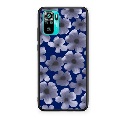 Θήκη Xiaomi Redmi Note 10S / 10 4G Pale Blue Flowers on Navy από τη Smartfits με σχέδιο στο πίσω μέρος και μαύρο περίβλημα | Xiaomi Redmi Note 10S / 10 4G Pale Blue Flowers on Navy case with colorful back and black bezels