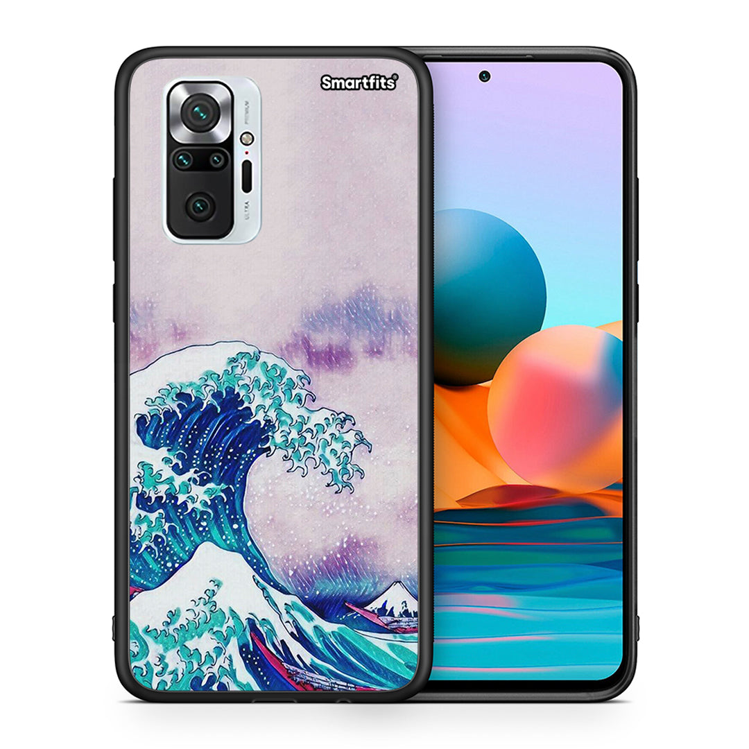 Θήκη Xiaomi Redmi Note 10 Pro Blue Waves από τη Smartfits με σχέδιο στο πίσω μέρος και μαύρο περίβλημα | Xiaomi Redmi Note 10 Pro Blue Waves case with colorful back and black bezels