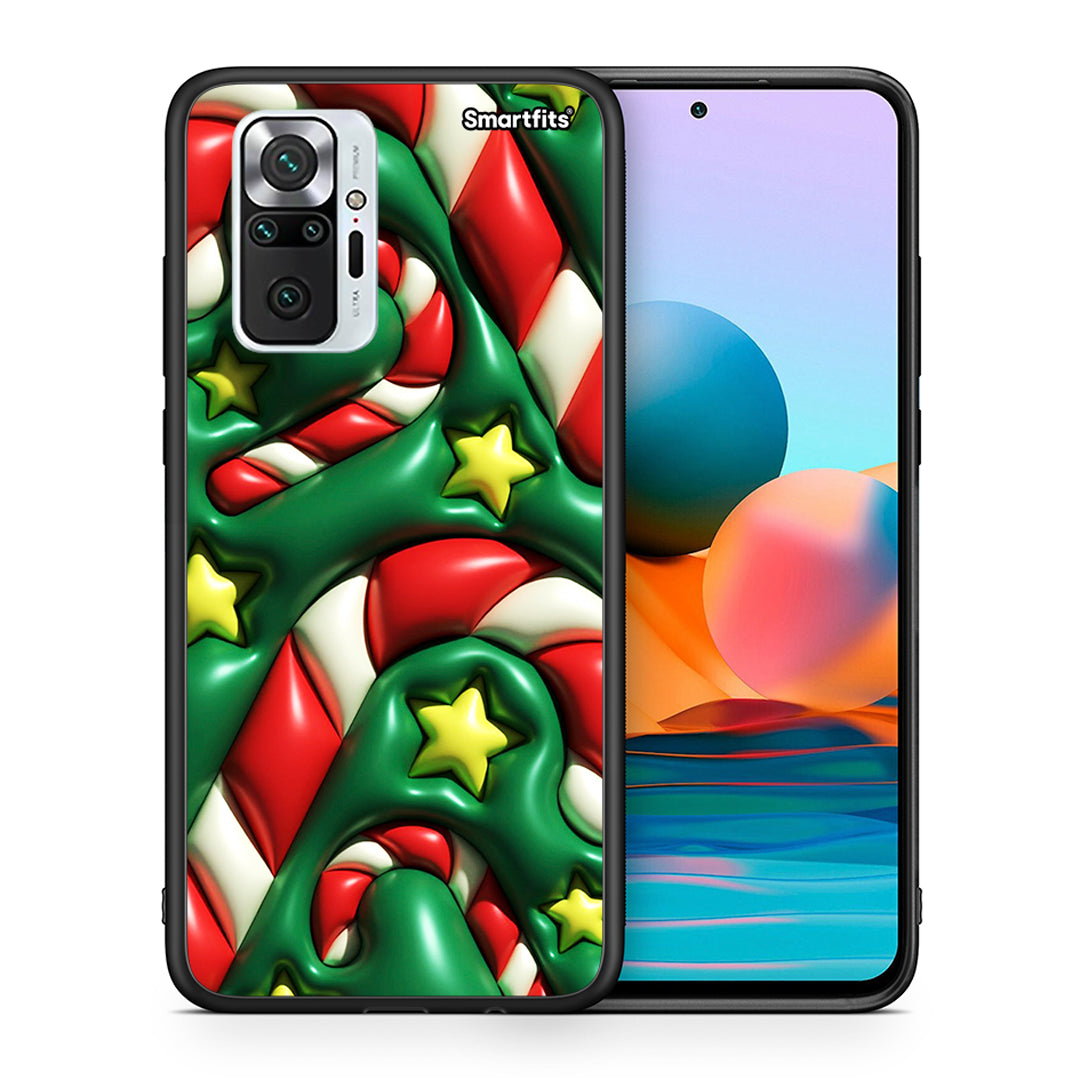 Θήκη Xiaomi Redmi Note 10 Pro Christmas Bubbles από τη Smartfits με σχέδιο στο πίσω μέρος και μαύρο περίβλημα | Xiaomi Redmi Note 10 Pro Christmas Bubbles case with colorful back and black bezels