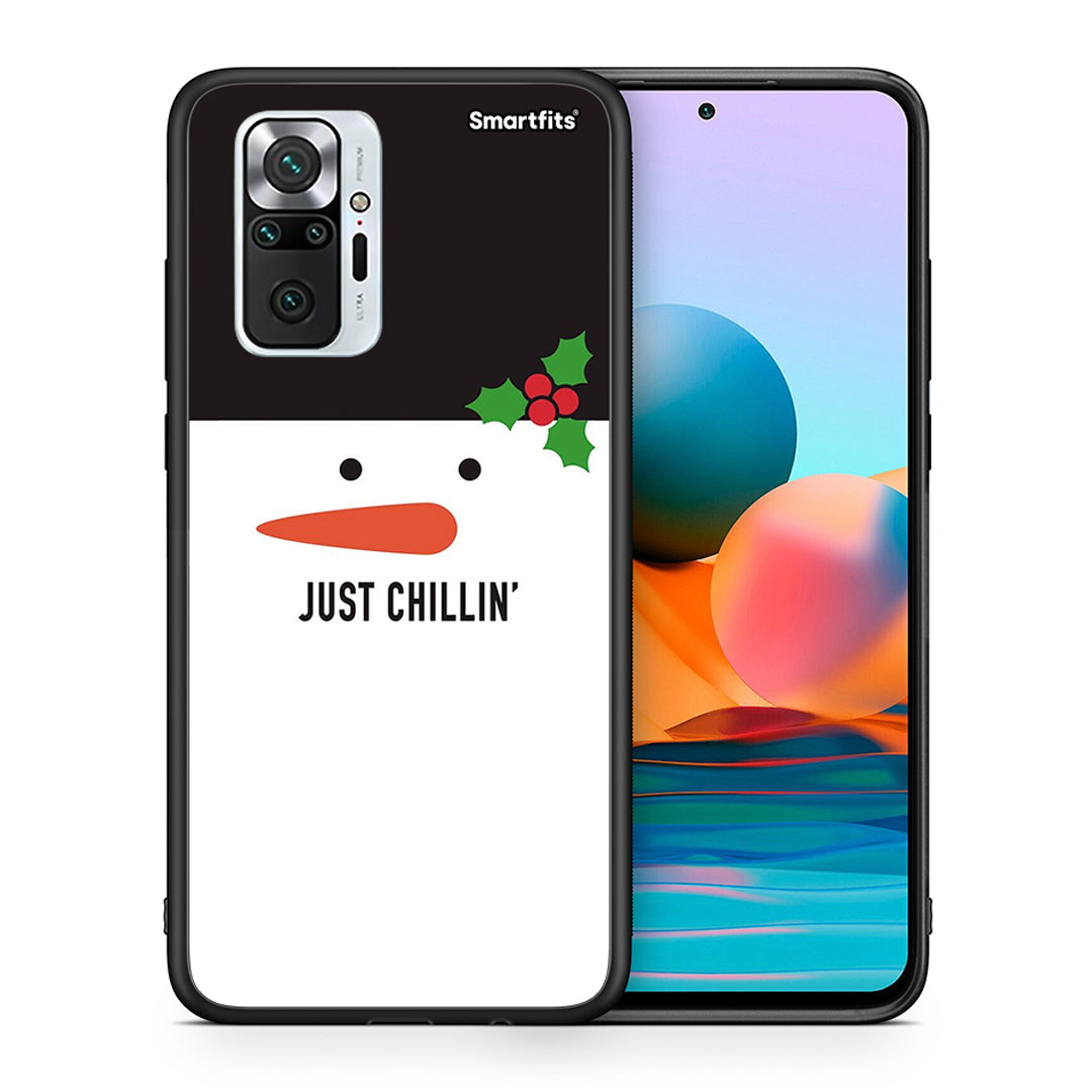 Θήκη Xiaomi Redmi Note 10 Pro Christmas Chillin από τη Smartfits με σχέδιο στο πίσω μέρος και μαύρο περίβλημα | Xiaomi Redmi Note 10 Pro Christmas Chillin case with colorful back and black bezels