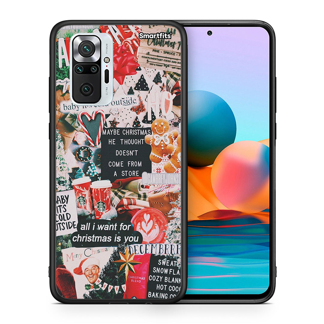 Θήκη Xiaomi Redmi Note 10 Pro Christmas Happiness από τη Smartfits με σχέδιο στο πίσω μέρος και μαύρο περίβλημα | Xiaomi Redmi Note 10 Pro Christmas Happiness case with colorful back and black bezels